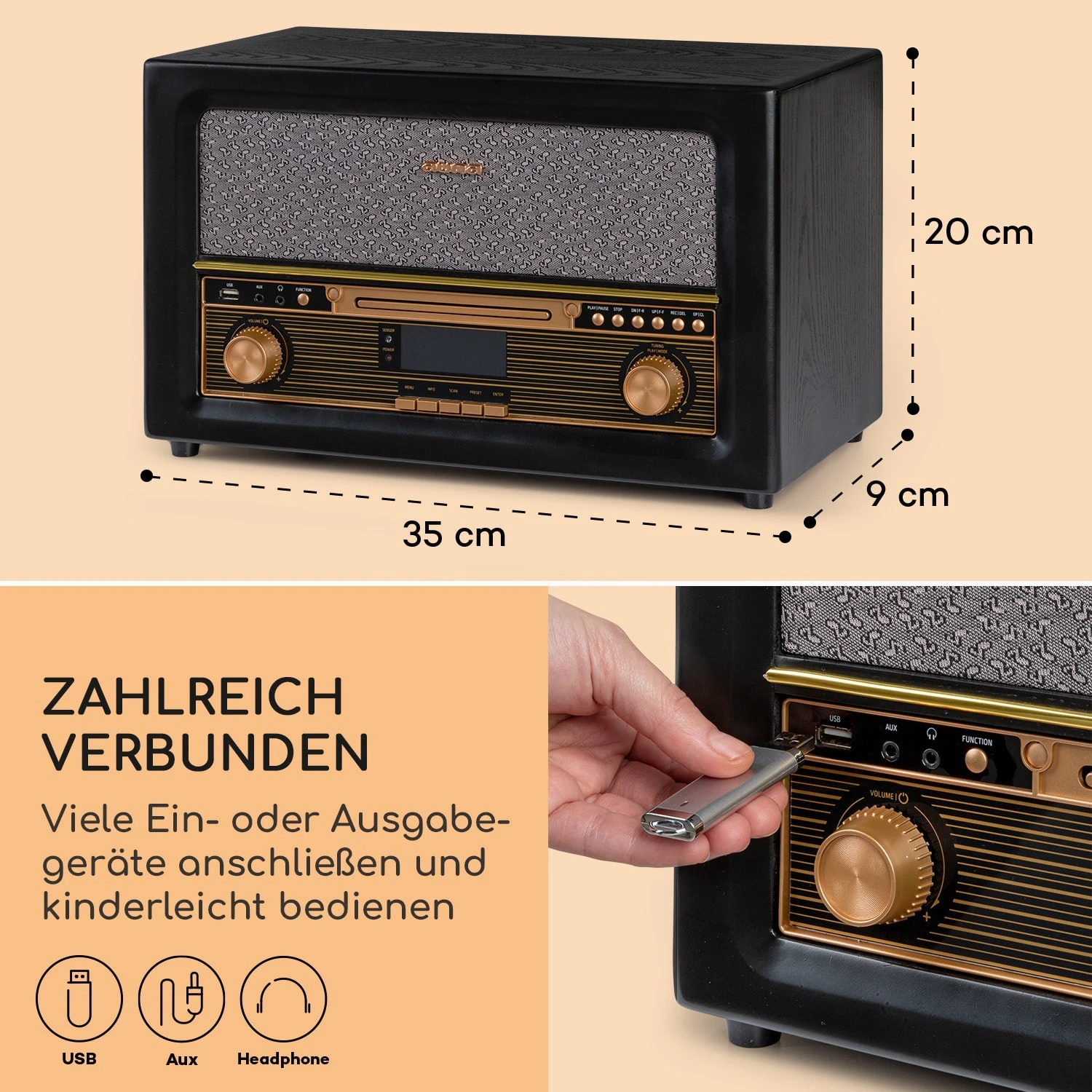 Belle Epoque 1906 DAB Retro-Stereoanlage DAB/UKW-Radio MP3 BT – Bild 6