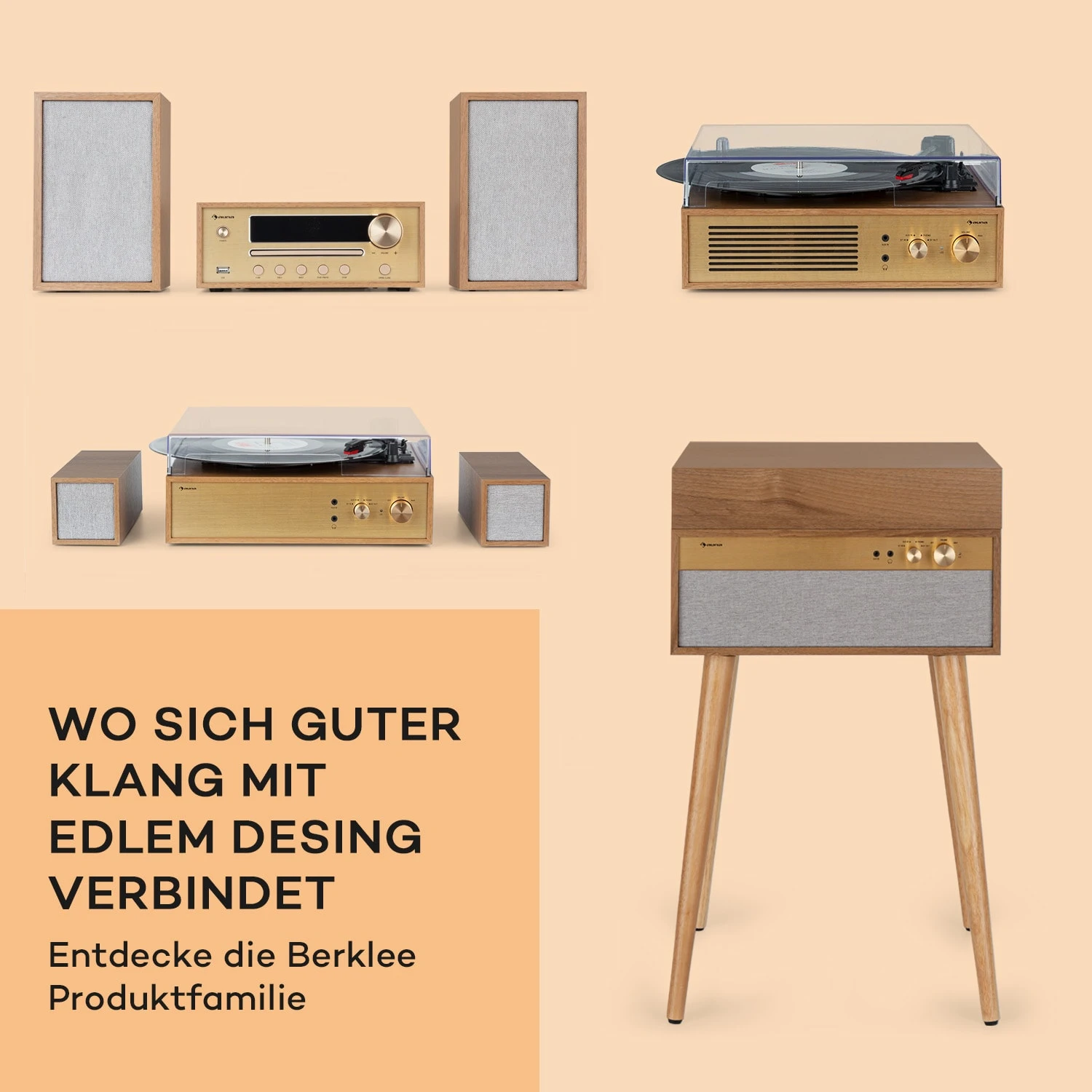 Berklee TT Case Plattenspieler Riemenantrieb 33,3 45 & 78 U/min Stereo – Bild 5