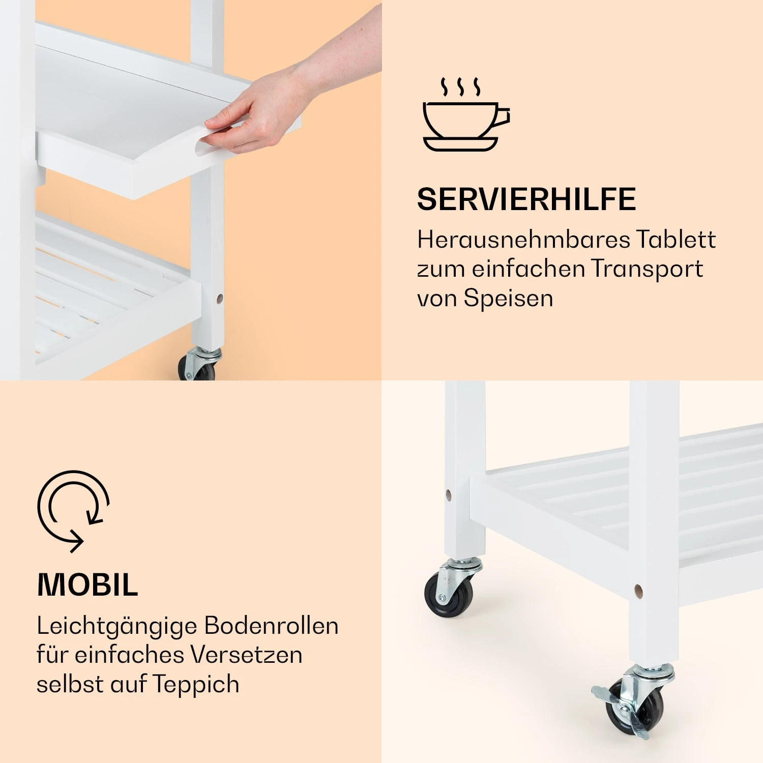 Vermont Servierwagen Küchenwagen 5 Etagen Holz Edelstahl Mobil – Bild 6