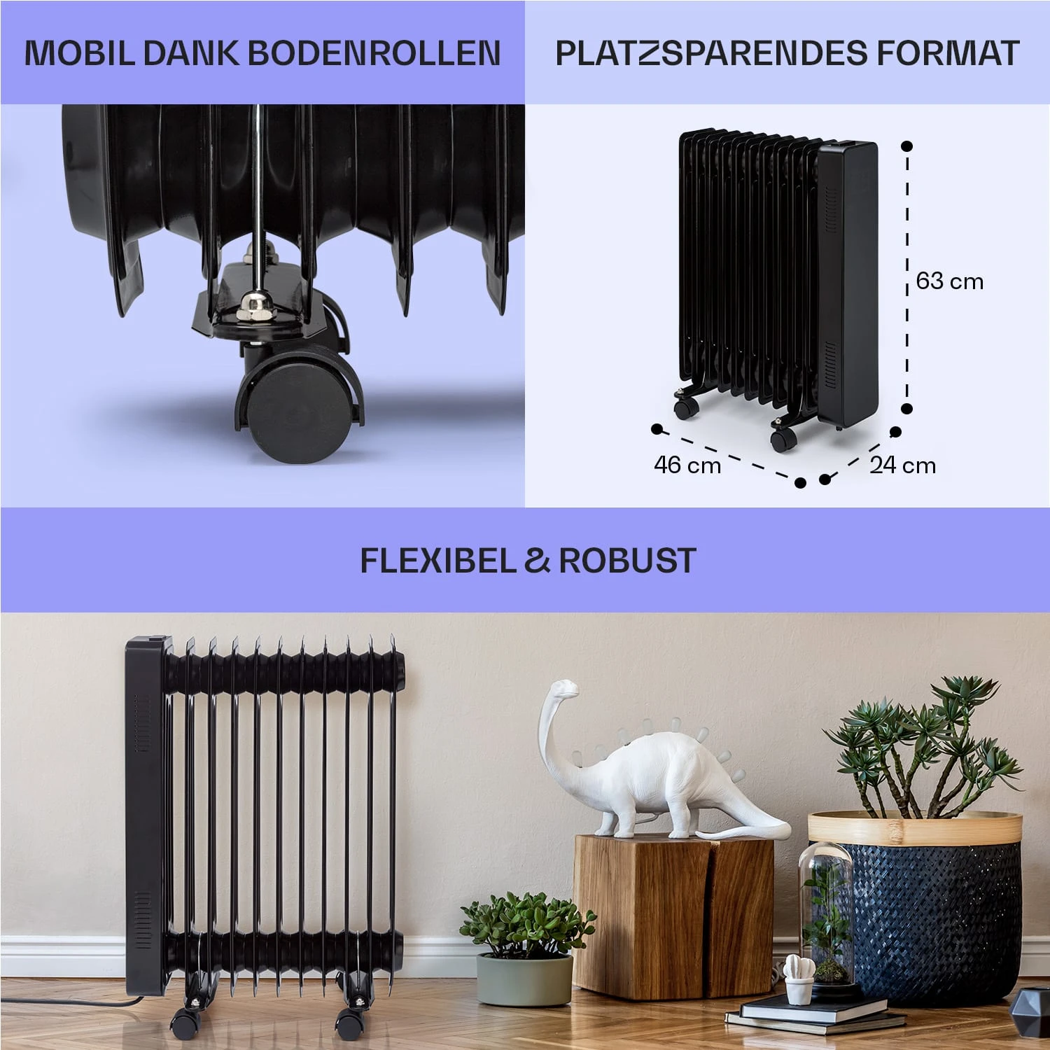 Sanford Smart Ölradiator 2500 W Leistung Wochentimer LED-Display Touch-Panel Klarstein-App – Bild 6