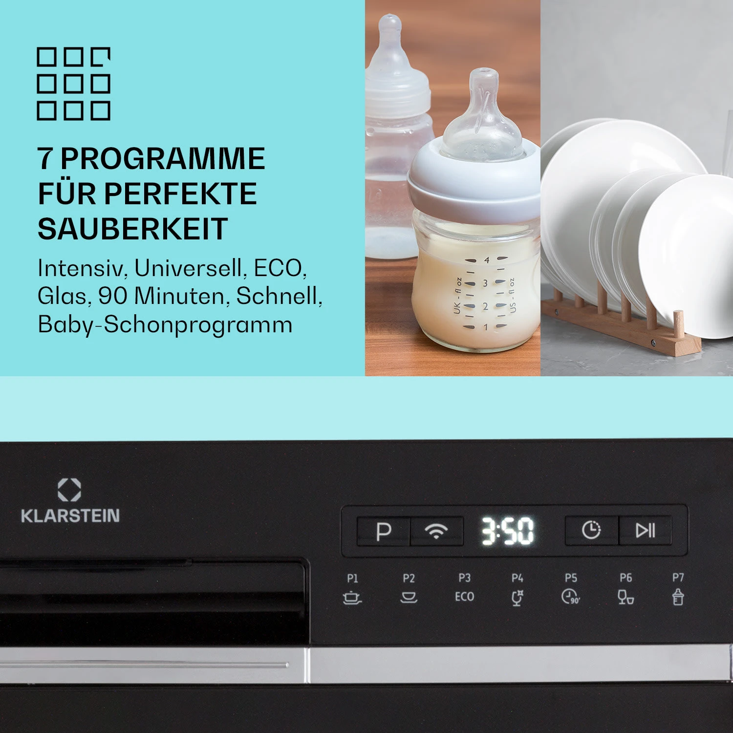 Amazonia 6 Smart Geschirrspüler App-Steuerung Freistehend 1380W – Bild 3